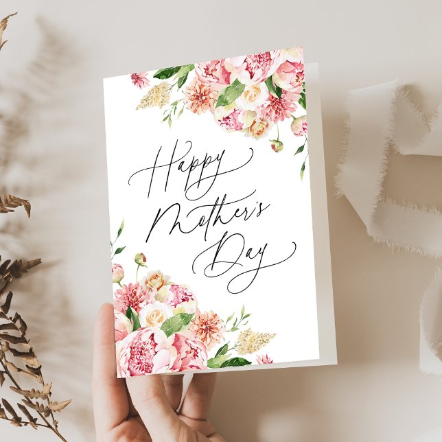 Cartes Pour Fêtes Annuelles Elégant Pink Peonies Photo Fête des Mères (Créateur téléchargé)