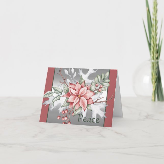 Cartes Pour Fêtes Annuelles Elégant poinsettia aquarelle personnalisée Noël (Devant)