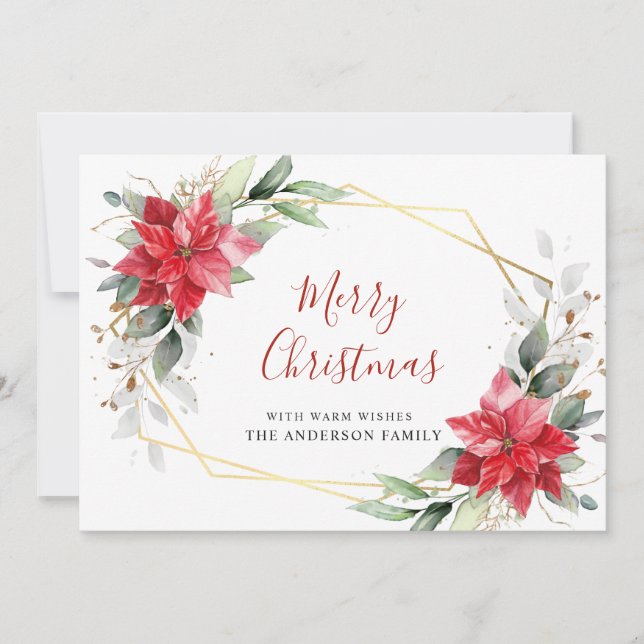Cartes Pour Fêtes Annuelles Elegant Poinsettia Christmas Mistletoe Greeting (Devant)