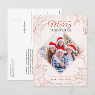 Cartes Pour Fêtes Annuelles Élégant Poinsettia Florale Rouge Photo Noël