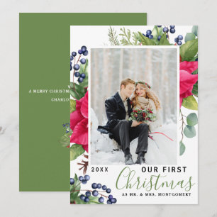 Cartes Pour Fêtes Annuelles Elégant Poinsettia Photo Notre premier vert de Noë