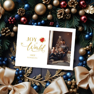 Cartes Pour Fêtes Annuelles Elégant Poinsettias Joie au monde Noël