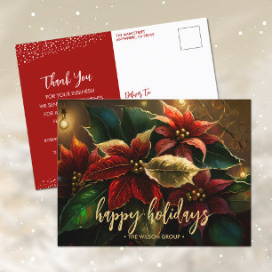 Cartes Pour Fêtes Annuelles Elégant Poinsettias Merci de vacances d'affaires