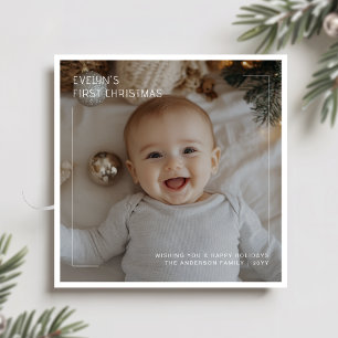 Cartes Pour Fêtes Annuelles Élégant premier Noël Baby Carré photo