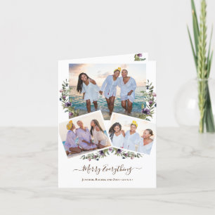 Cartes Pour Fêtes Annuelles Élégant Purple Floral Chic Script Joyeux Tout