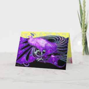 CARTES POUR FÊTES ANNUELLES ÉLÉGANT PURPLE PEACOCK AVEC DES CHEMISES GÉOMÉTRIQ