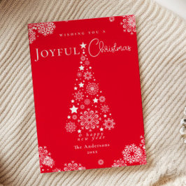 Cartes Pour Fêtes Annuelles Élégant Red Joyeux sapin de Noël Snowflakes