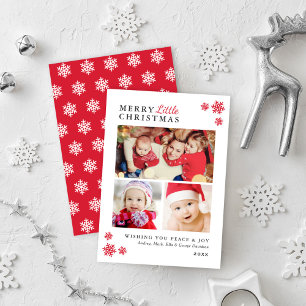 Cartes Pour Fêtes Annuelles Élégant Red Merry Little Christmas Photo Collage