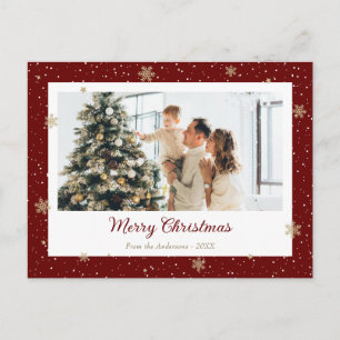 Cartes Pour Fêtes Annuelles Elegant Red Snowflake Photo Christmas