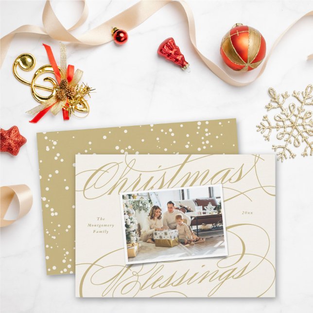 Cartes Pour Fêtes Annuelles Élégant religieux Bénédiction de Noël Script Photo (Créateur téléchargé)