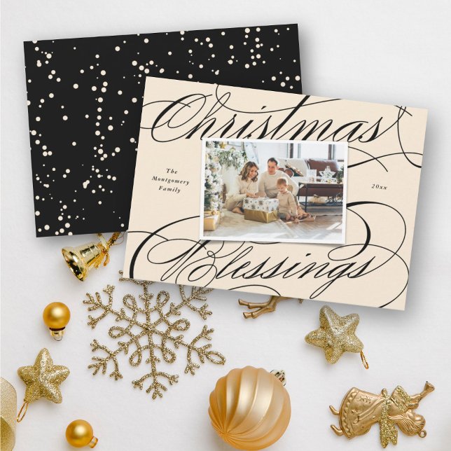 Cartes Pour Fêtes Annuelles Élégant religieux Bénédiction de Noël Script Photo (Créateur téléchargé)