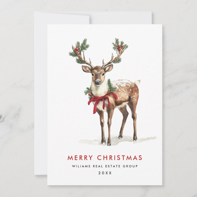 Cartes Pour Fêtes Annuelles Élégant renne Classy Joyeux Noël Entreprise (Devant)