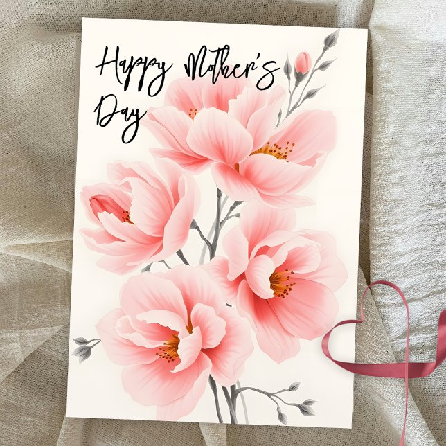 Cartes Pour Fêtes Annuelles Élégant rose doux fleurit la fête des mères (Créateur téléchargé)