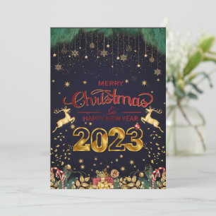 Cartes Pour Fêtes Annuelles Élégant Rouge Et Or Joyeux Noël 2023