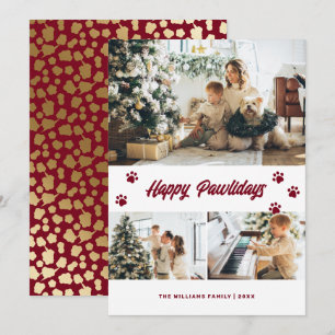 Cartes Pour Fêtes Annuelles Elégant Rouge Joyeux Pawlidays Gold Stars Photo