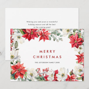 Cartes Pour Fêtes Annuelles Elégant Rouge Poinsettia Joyeux voeux de Noël