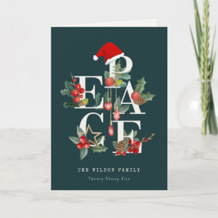 Cartes Pour Fêtes Annuelles Élégant rouge rustique vert de la paix Noël