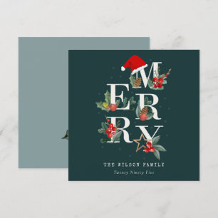 Cartes Pour Fêtes Annuelles Élégant Rouge Vert Blanc Joyeux Noël Folio
