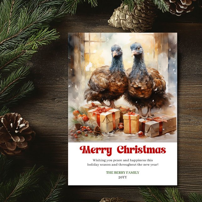 Cartes Pour Fêtes Annuelles Elegant rustic Christmas scene animal greeting  (Elegant rustic Christmas scene animal greeting card)