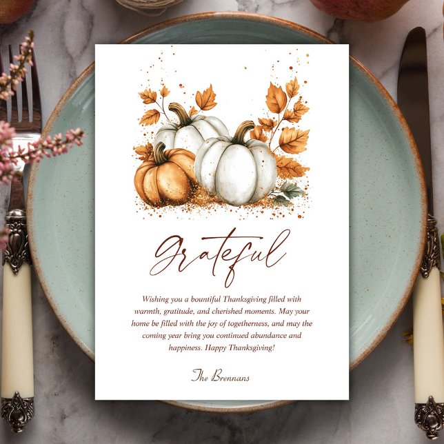 Cartes Pour Fêtes Annuelles Élégant Rustique Citrouilles de automne Thanksgivi (Elegant Rustic Fall Pumpkins Thanksgiving Holiday Card)