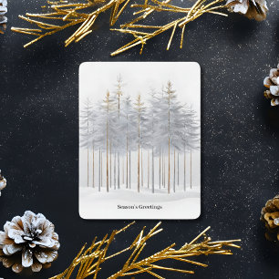 Cartes Pour Fêtes Annuelles Elégant Salutations de saison Gold Trees Snowy Spa