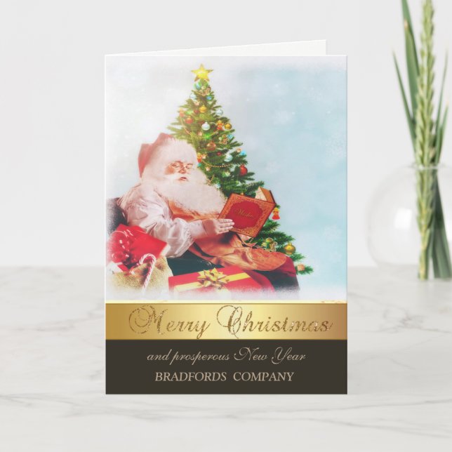 Cartes Pour Fêtes Annuelles Élégant Santa Claus, Compagnie des pins (Devant)