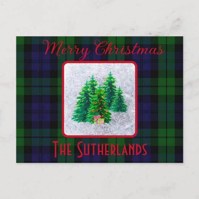 Cartes Pour Fêtes Annuelles Elégant sapin de Noël Black Watch Tartan Holiday (Devant)