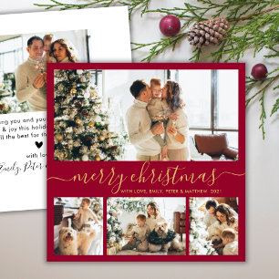 Cartes Pour Fêtes Annuelles Élégant Script 4 Photo Collage Noël Fête C