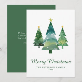 Cartes Pour Fêtes Annuelles Élégant Script Aquarelle Arbre de Noël non photo