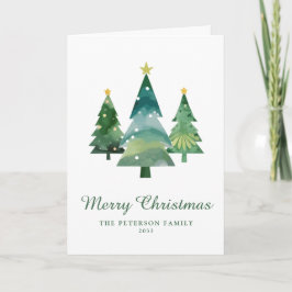 Cartes Pour Fêtes Annuelles Élégant Script Aquarelle Photo Arbre de Noël