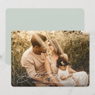 Cartes Pour Fêtes Annuelles Élégant script Bénédiction de Pâques Photo