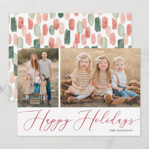 Cartes Pour Fêtes Annuelles Élégant Script Calligraphie Simple 2 Photo Holiday