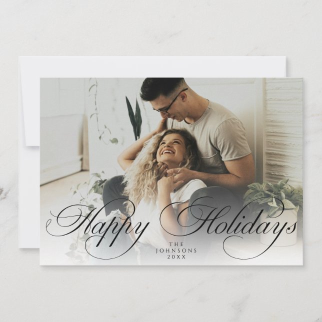 Cartes Pour Fêtes Annuelles Elegant Script Christmas Modern Minimal 1 Photo (Devant)