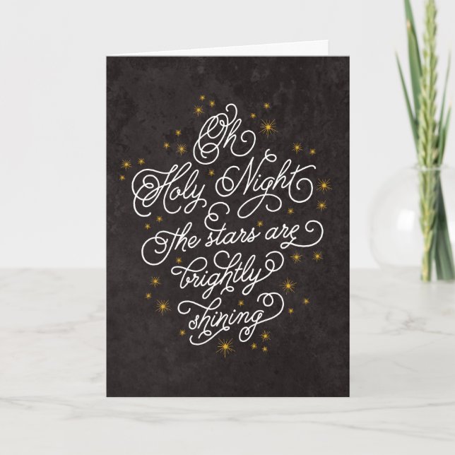 Cartes Pour Fêtes Annuelles Élégant script de la nuit Sainte Noël personnalisé (Devant)