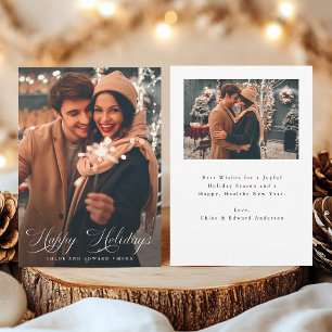 Cartes Pour Fêtes Annuelles Élégant Script Joyeux Jours fériés Noël 2 Photo