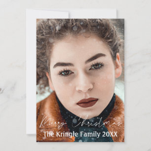 Cartes Pour Fêtes Annuelles Élégant Script Joyeux Noël Holly Berries