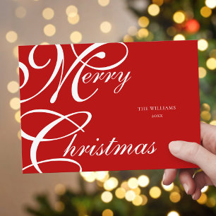 Cartes Pour Fêtes Annuelles Élégant Script Joyeux Noël Non Photo