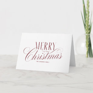 Cartes Pour Fêtes Annuelles Élégant script Joyeux Noël Rouge Blanc
