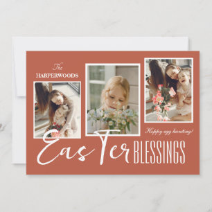 Cartes Pour Fêtes Annuelles Élégant Script Joyeux Pâques Famille Trois Photo