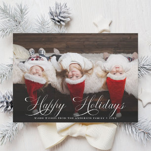 Cartes Pour Fêtes Annuelles Élégant Script Joyeux vacances Photo de Noël