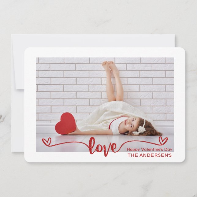 Cartes Pour Fêtes Annuelles Élégant Script Love Hearts Saint Valentin Photo (Devant)