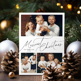 Cartes Pour Fêtes Annuelles Elegant Script Merry Christmas Family 3 Photo