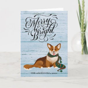 Cartes Pour Fêtes Annuelles Élégant Script MERRY et BRIGHT Cute Corgi Fun