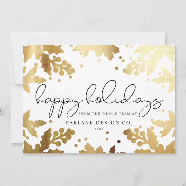 Cartes Pour Fêtes Annuelles Élégant script moderne Gold Mistletoe Logo photo (Devant)