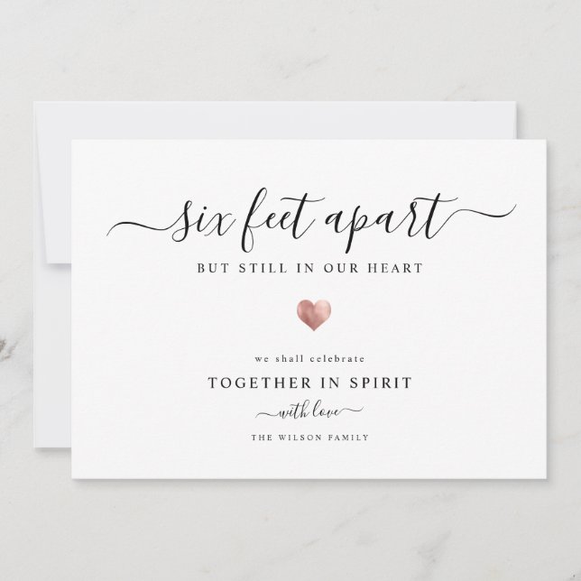 Cartes Pour Fêtes Annuelles Élégant script moderne Quarantine Rose Gold Heart (Devant)