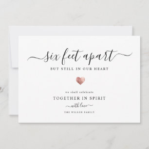 Cartes Pour Fêtes Annuelles Élégant script moderne Quarantine Rose Gold Heart
