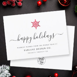 Cartes Pour Fêtes Annuelles Élégant Script moderne Rouge Foil Snowflake Entrep