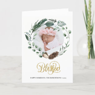 Cartes Pour Fêtes Annuelles Elégant Script Or Eucalyptus Foliage Verdure