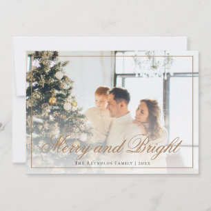 Cartes Pour Fêtes Annuelles Élégant script or Joyeux et photo brillante