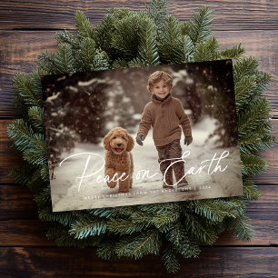 Cartes Pour Fêtes Annuelles Élégant Script Paix sur Terre Photo Noël